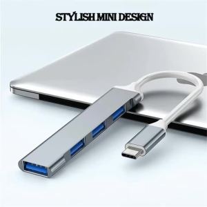 USB Type C HUB MINI USB Multi 4 Port 4 in 1 Aluminum Alloy Splitter Adapter OTG For Samsung Macbook Pro Air PC Notebook