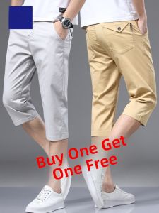 ROMON | Comfortable Straight-Fit Cotton Casual Elastic Sport Shorts 7/10 Length