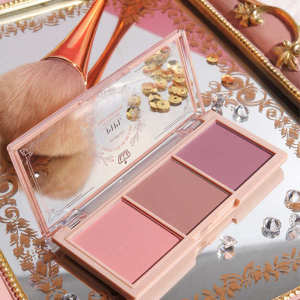 ♗Three-color blush plate nude makeup natural matte milk tea orange long-lasting high-gloss makeup artist special rouge women※