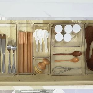 Local Delivery: Classy Luxe Acrylic Utensils Drawer Organizers & Transparent PET Bathroom Makeup Storage Containers