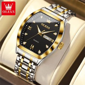 OLEVS Watch For Men Genuine Brand Waterproof New Luxury Diamond Dial Stainless Steel Quartz Fashion Casual Calendar Luminous