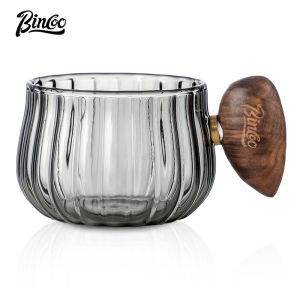 BINCOO Glass Coffee Mug Water Cup Heat-resistant Office Drinking Cup Household American Afternoon Tea Cup 250ML