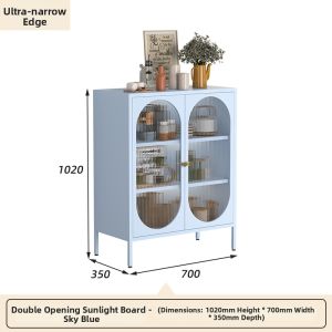 DIBIOU | Creamy Glass Door Bookcase Storage Cabinet