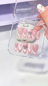 [ Mã L11 ] Nailbox thiết kế mắt mèo đính charm nơ