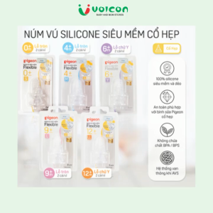 Núm ty Cổ Hẹp Pigeon silicon siêu mềm thế hệ III (2 cái/vỉ)