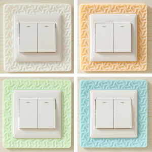 Modern European Style Soft Silicone Night Light 3D Wall Switch Stickers Protective Covers Decorative Wave Pattern Home Decor