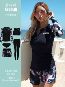 Long Sleeve Womens Wetsuit Two Piece Surfing Swimming Suit Slimming Belly Cover up Diving Clothes Nylon Material for Diving