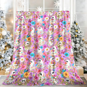 Beast Kingdom | Watercolor Strawberry Floral Flannel Blanket Soft Fuzzy Plush Cozy Warm Throw for Sofa Bed Couch Home Decor