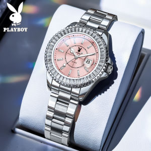 PLAYBOY Watch For Women Waterproof Original Sale 2025 Stainless Steel Strap Luminous Calendar With Gift Box Womens Watch