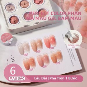 Bộ Dụng Cụ Làm Móng Nghệ Thuật PERFECT COLOR Pat Pat Gel Polish 6 Màu Ombre Gradient Bông Mút Tạo Hiệu Ứng Hoa Nở Làm Khô Bằng Đèn UV/LED
