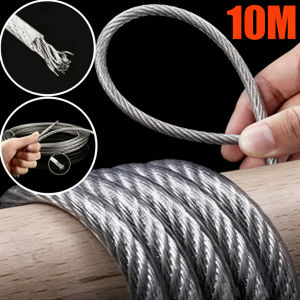 10M Stainless Steel Wires Ropes 1-3mm Rustproof Lifting Line Aircraft Cable Wire Ropes for Yard Zipline Deck Railing