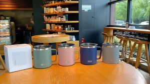 TYESO 400ml Coffee Mug Vacuum Insulated Stainless Steel Coffee Cup Drinking Flask
