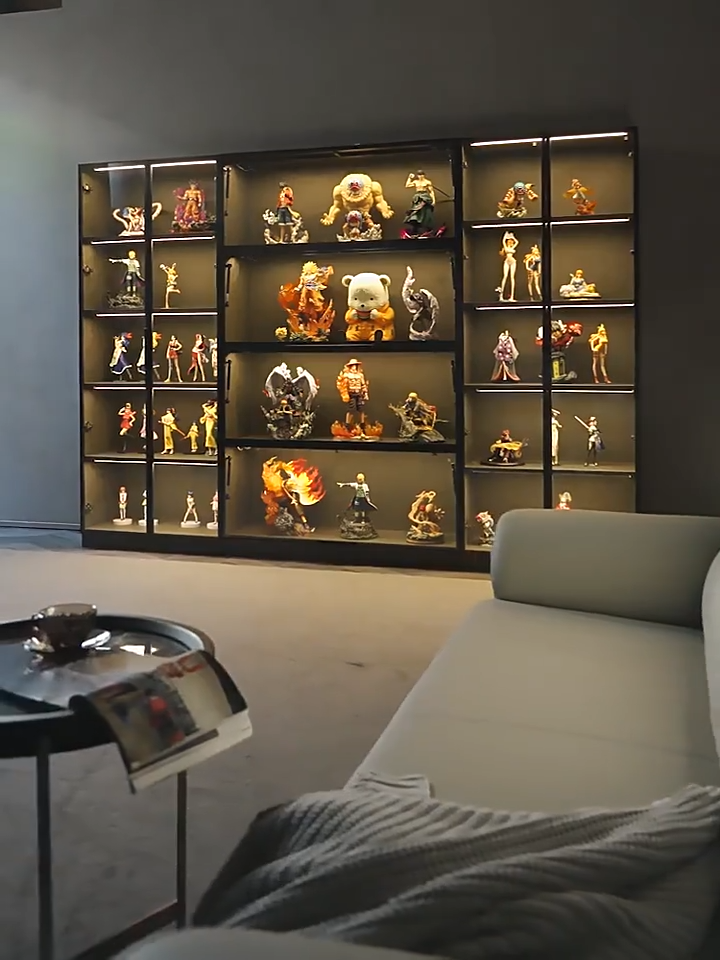 Glass Display Cabinet Living Room Storage Cabinet with Lock and Thickened Glass