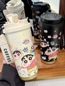 Portable Insulated Coffee Cup Cartoon Design Cute Straw Mouth Stainless Steel 316 Saliva Proof Water Bottle for Women