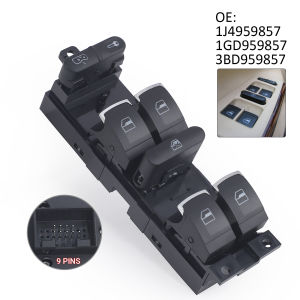 Window Master Switch for VW Jetta Golf GTI MK4 Passat Bora 1999-2005 3BD959857 Red LED 9pins Driver Side Master Control Switch
