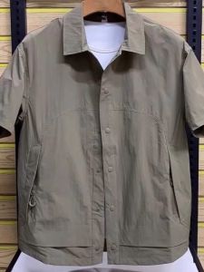 Loose Fit Mens Short Sleeve Shirt V-Neck Design Summer New Style Fashion Workwear Turn-down Collar Half Sleeve High Quality Shirt