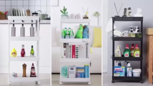 Center Point 4 Layer Bath Rack Bathroom Shelves Rolling Trolley Kitchen Organizer Room Organizer