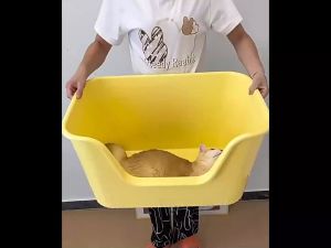 ส่งจากไทย กระบะทรายแมว ขอบสูง ไซส์จัมโบ้ พร้อมที่ตัก ขนาด 47x40x20 cm.