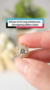 KERONGSANG TUDUNG Saduran Emas 24K Permata Putih Zhulian