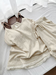 Áo Ngủ Cotton Dệt Kim Mùa Hè Ngọt Ngào Cho Bé Gái Bộ Đồ Ngủ Cotton Dệt Kim Thường Ngày Bộ Đồ Ngủ Hai Mảnh Áo Ngủ Cho Bé Gái