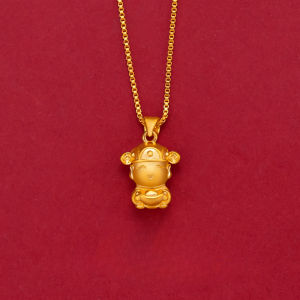 18k Gold Pawnable Saudi Gold Original Little God of Wealth Necklace