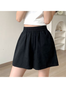High Waist Loose Fit Pure Cotton Shorts Womens Summer Sporty Casual Outerwear Wide Leg Pants Three-quarter Length Trousers