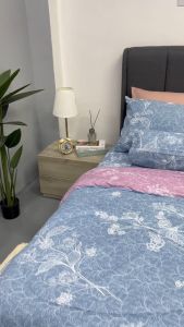 SUKAME Azalea 100% Pure Cotton King Fitted Bedsheet Set [880 Thread Count] / Cadar Tilam Getah (Super Single / Queen / King)