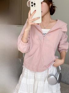 miiow | Womens Summer Thin Woven UV Protection Clothing Quick Dry Anti-Uv Black Fast Fashion Street Style Loose Fit Long Sleeve Zipper