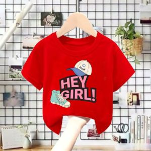 Kaos oblong anak perempuan motif Hey Girl kaos distro lengan pendek 2-12 tahun
