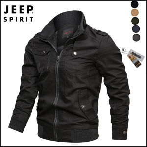 JEEP SPIRIT  เสื้อกันลมลำลองผู้ชายแฟชั่นเสื้อแจ็คเก็ตบอมเบอร์สำหรับผู้ชายเสื้อกันลมแจ็คเก็ตทหารพอดีตัวเสื้อแจ็คเก็ตผู้ชายฤดูใบไม้ผลิ2023ฤดูใบไม้ร่วงใหม่