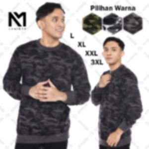 Sweater Army Pria Premium / Crewneck Loreng Cowo Terbaru