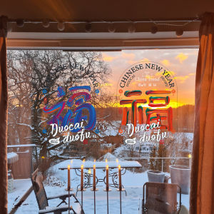 Zhang Qishan New Year Window Decals 2026 Transparent Glass Stickers Chinese Style Festive Decorations Static Cling Fortune Characters