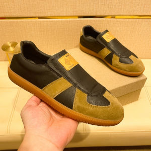 Leather Mens Shoes Slip-On No-Tie Casual Dequan Board Shoes Soft Bottom Anti-Slip Rubber Outsole Breathable round Toe Sneakers