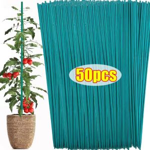 แท่งดอกไม้ปลอมต้นไม้สวนในร่มกลางแจ้งต้นมะเขือเทศกันน้ำสีเขียว50ชิ้นทนทานต่อสภาพอากาศแท่นรอง