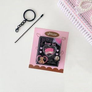 2 Inch KPOP Photocard Album Mini Photo Album Love Heart Hollow Photocard Id Holder 32 Pockets With Heart Pendant