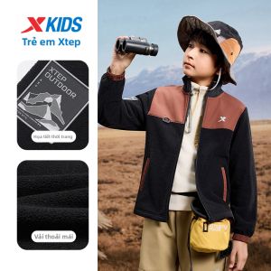 XTEP | Áo Khoác Trẻ Em Chống Tĩnh Điện Ấm Áp Với Vải Fleece