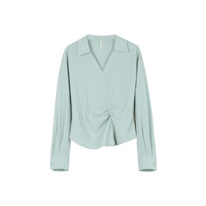 CHACHASTU | Áo Thun Nữ V-neck Đóng Nút Irregular Collar Minimalist