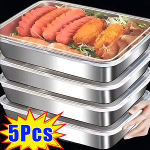 5/10pcs Stainless Steel Food Fresh Keeping Box with Sealed Lid / Home Refrigerator Storage Containers / Thikened Food Tray Lunch Box for Snacks Meats Vegetables Fruit