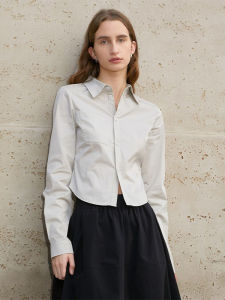 Business Casual White Long Sleeve Short Shirt Women Slim Fit Inner Wear Top Trendy Fashion Sun Protection Clothing