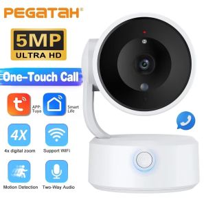 PEGATAH Tuya 5MP One-touch Call Indoor Baby Monitor WiFi PTZ Camera Auto Tracking Color Night Vision IP CCTV Surveillance Camera