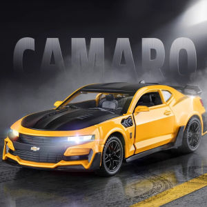 1:32 Scale Camaro Alloy Diecast Model Sports Car Toy Sound Light Doors Opened Police Vehicles Toys for Child Birthday Gifts