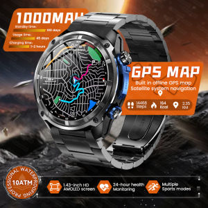 New Men TANK GPS Map Smart Watch Outdoor Compass 1000mAh Large Battery 10ATM Waterproof Bluetooth Call Sports AMOLED Smartwatch