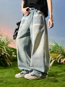 Vintage Loose Fit Wide Leg Denim Jeans Men