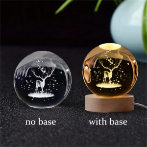 1pc Saturn  2.36in 3D Solar System Crystal Ball with LED Lighting Ball Laser  Carved  Glass Ball Modern Material Decoration Gift