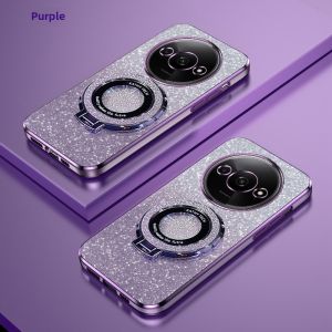 Fashionable Ultra-Thin Gradient Sparkle Powder Redmi A3 Phone Case with Magnetic Stand Soft Protective Cover Anti-Fall Luxury Design
