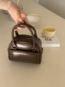 Casual Silver Square Bag Womens Handbag Versatile Bowling Bag Korean Style Soft PU Leather Fashionable Trendy Shoulder Bag