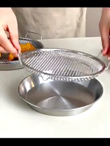 Z-Gadget⚡Stainless Steel Oil Strainer Pan with Fine Mesh Basket for Frying Grilling and Serving – Available in Multiple Sizes