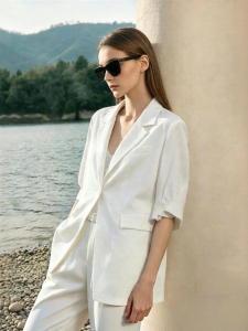 AMII | Summer New Flip Collar Lyocell Linen Blazer