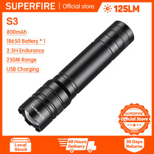 SUPERFIRE S3 Đèn Pin LED Mini Đèn LED Phóng To Chống Nước Ngọn Đuốc Cháy Mạnh Sử Dụng Pin 18650 Cho Trường Hợp Khẩn Cấp Cắm Trại Ngoài Trời