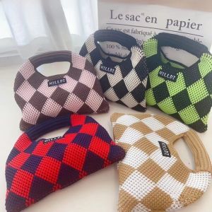 Korean Style Knitted Dumpling Bag Womens Handbag Mobile Phone Bag Trendy Handheld Bag City Simple Style Polyester Material
